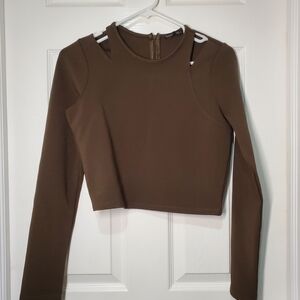 Zara Brown Long Sleeve Crop Top Used Excellent Condition